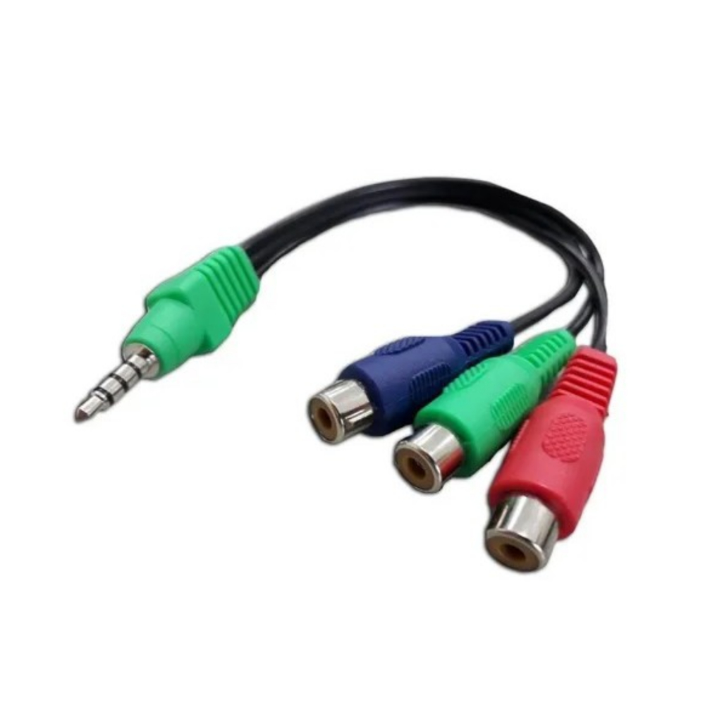 Cabo Para Vídeo Componente P2 + 3 Rca Fêmea 20 Cm