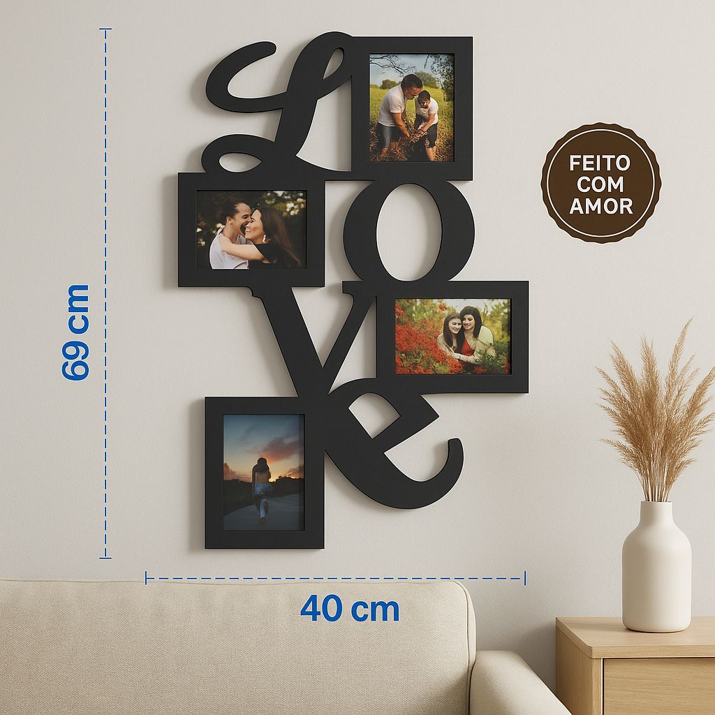 Quadro mural de fotos 10x15 4 fotos namorado amor love PROMOÇÃO em Oferta na Shopee