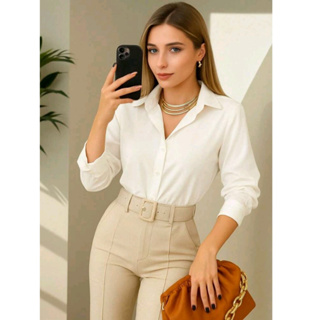 Camisa Social Manga Longa Liso Com Botoes Confortavel Versatil Envio imediato em Oferta na Shopee