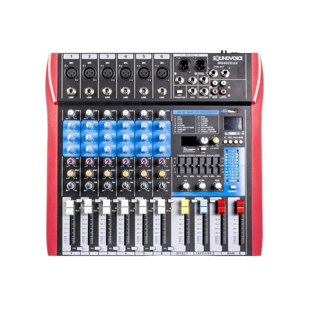 Imagem Mesa De Som Analógica 6 Canais Soundvoice Ms-602 Eux