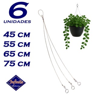 Kit 1 a 6 Cabo de aço gancho corrente tripla pendurar vasos de plantas suporte