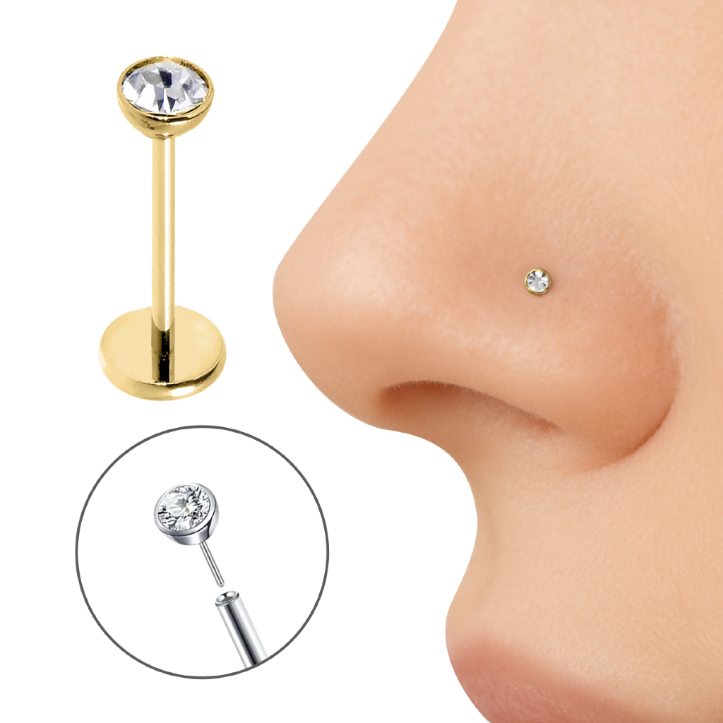 Piercing Nariz Nostril Titânio Fácil Colocação Fecho de Encaixe Labret em Oferta na Shopee