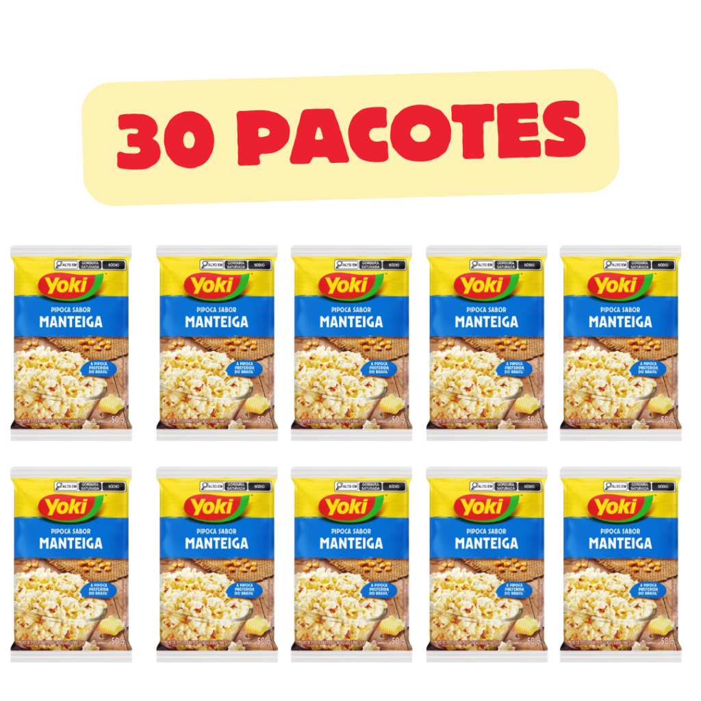 Kit Pipoca de Micro-ondas Yoki 50g Manteiga – 10 15 20 30 Unidades a Melhor!