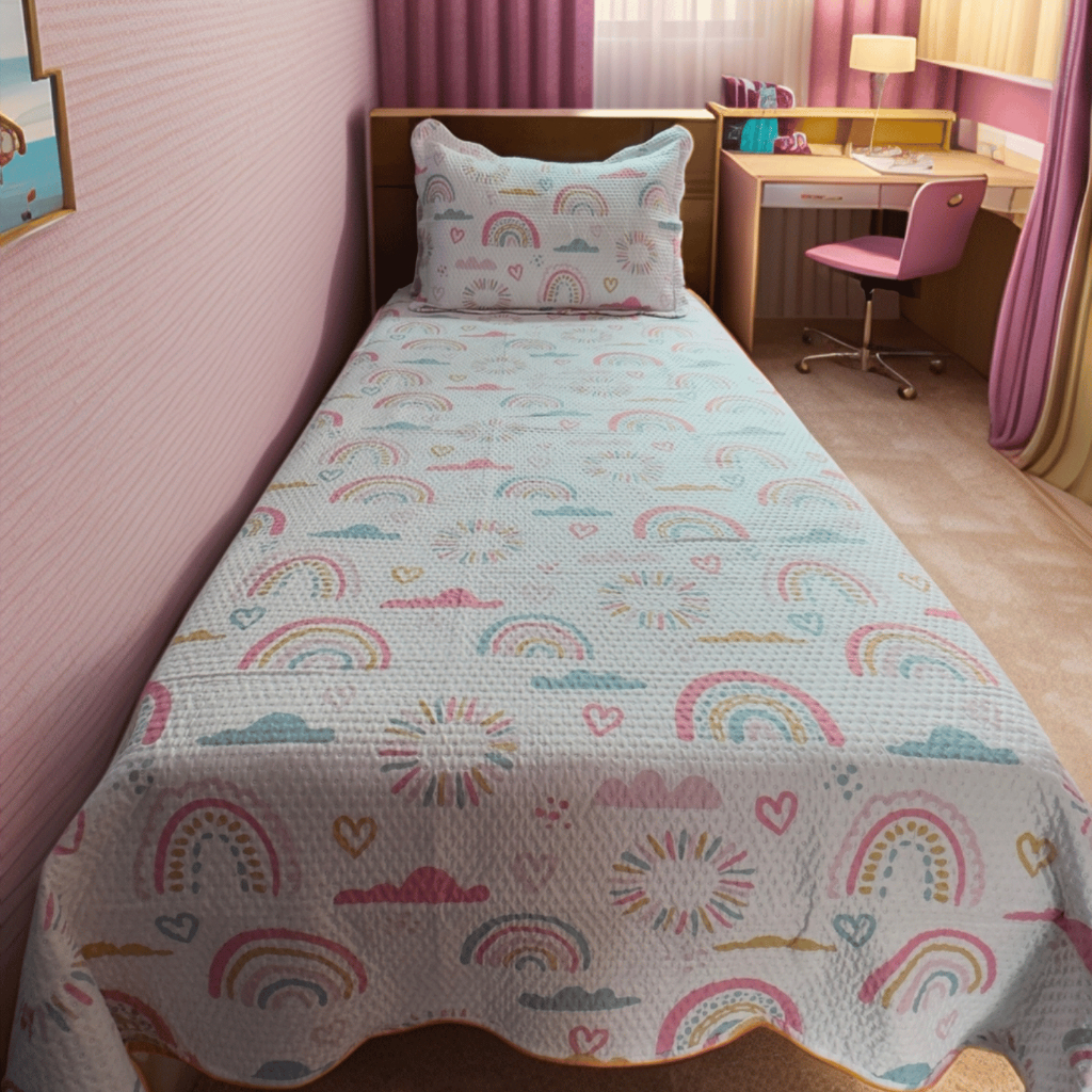 Cobre Leito Infantil Solteiro Menina Borboletas Rosa Kit 2 Peças Fofo e Confortável 2,20x1...