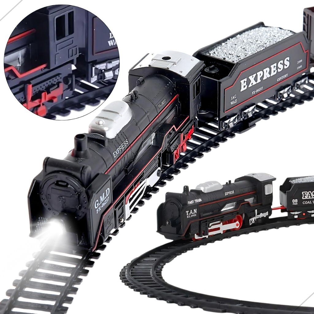 Trem Locomotiva Ferrorama 2 Vagoes Com Som E Luz Trenzinho Clássico Brinquedo Infantil