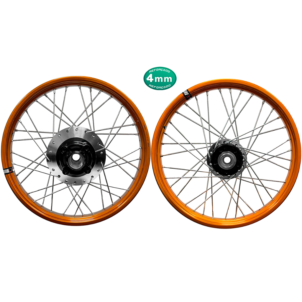 Par Roda Aro Alumínio Viper VPR Dourado Fan 125 09/18 Diamantado Disco Tambor Raios 4mm Cromados