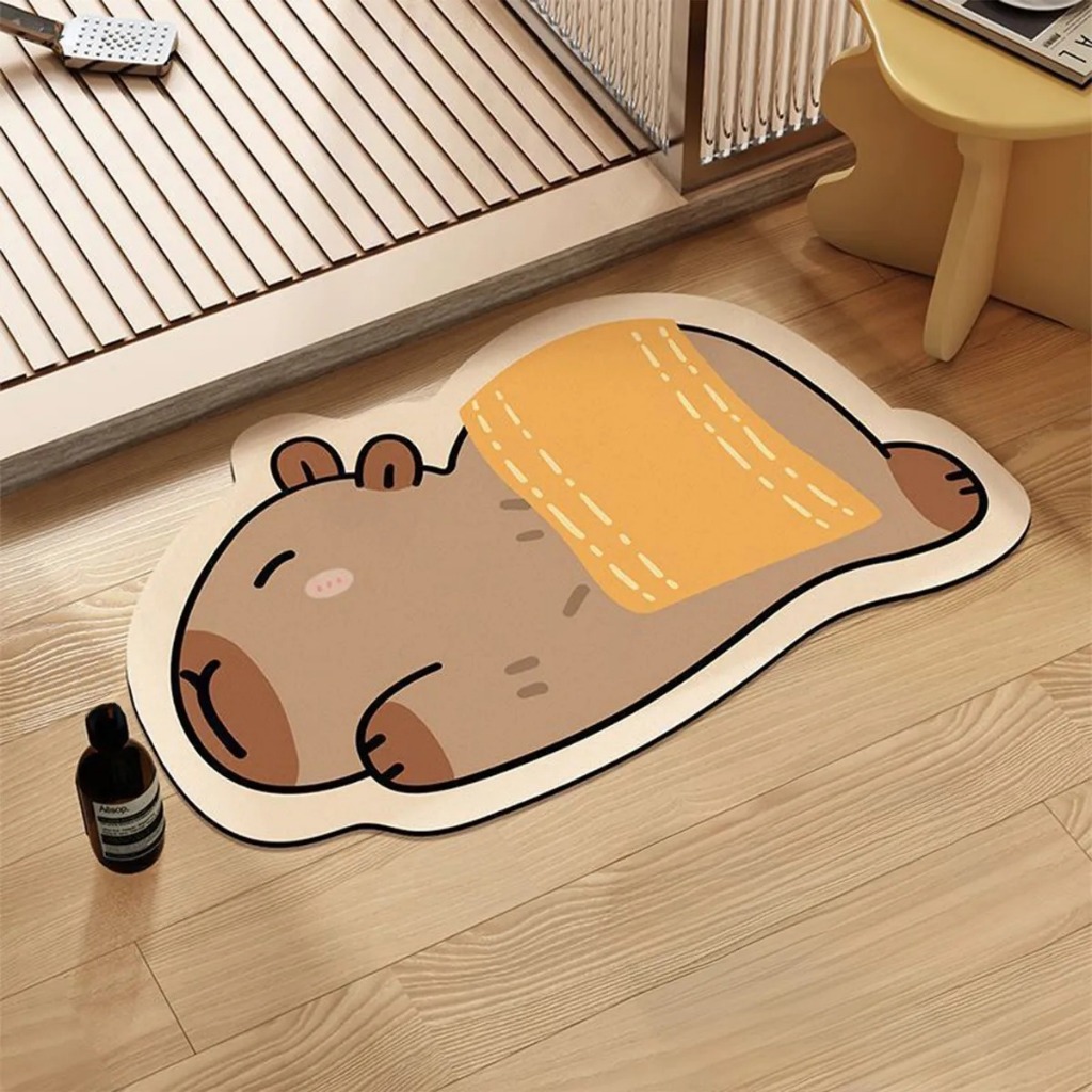 Tapete Capivara Antiderrapante Tapete de Banheiro Cozinha Quarto Decorativo
