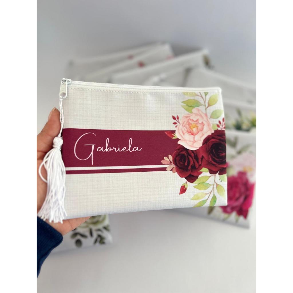 Kit 5 Necessaire Slim Personalizada com Pingente para Casamento, Madrinhas, 15 anos, Logomarca em Oferta na Shopee