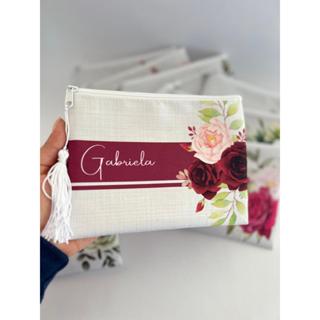 Kit 5 Necessaire Slim Personalizada com Pingente para Casamento, Madrinhas, 15 anos, Logomarca em Oferta na Shopee