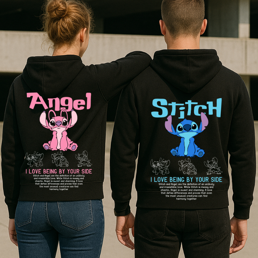 Kit Casal Moletom Canguru 2pçs Stitch E Angel 396