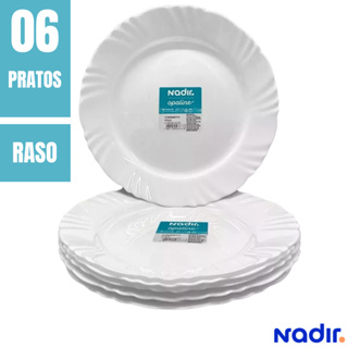 Prato Raso Opaline Pétala Branco Kit 4/6/12 Vidro Temperado Resistente em Oferta na Shopee