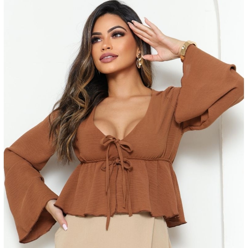 cropped blusa feminina estilos inverno e verão bata babado