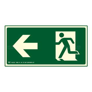 Placa de Sinalização Fotoluminescente S2- Rota de Fuga a Esquerda Normativa Bombeiro em Oferta na Shopee