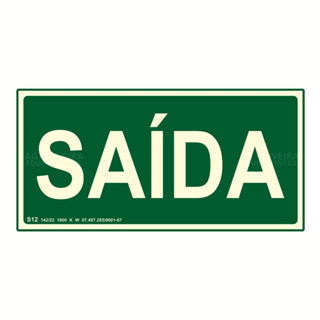 Placa de Sinalização Fotoluminescente S12- Saída Normativa Bombeiro em Oferta na Shopee