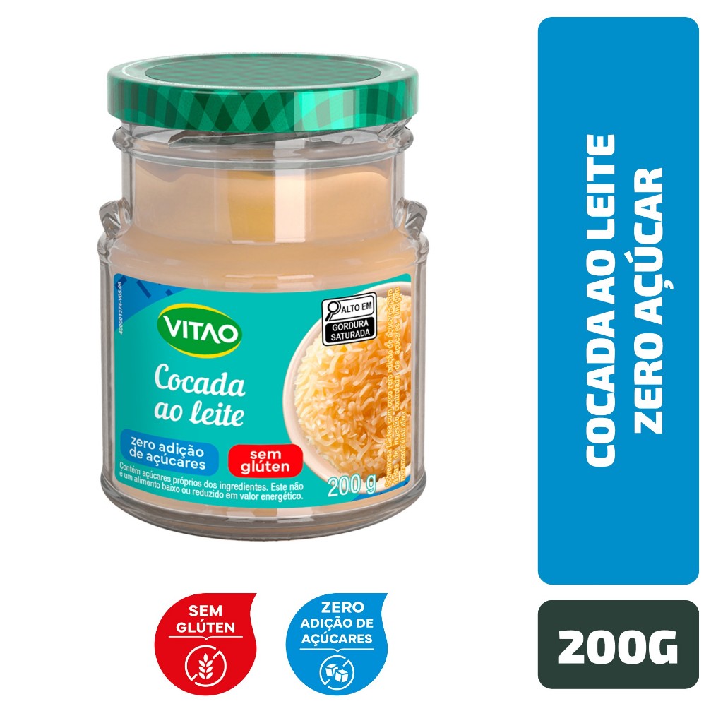 Cocada Ao Leite Zero Açúcar Vitao 200 g em Oferta na Shopee