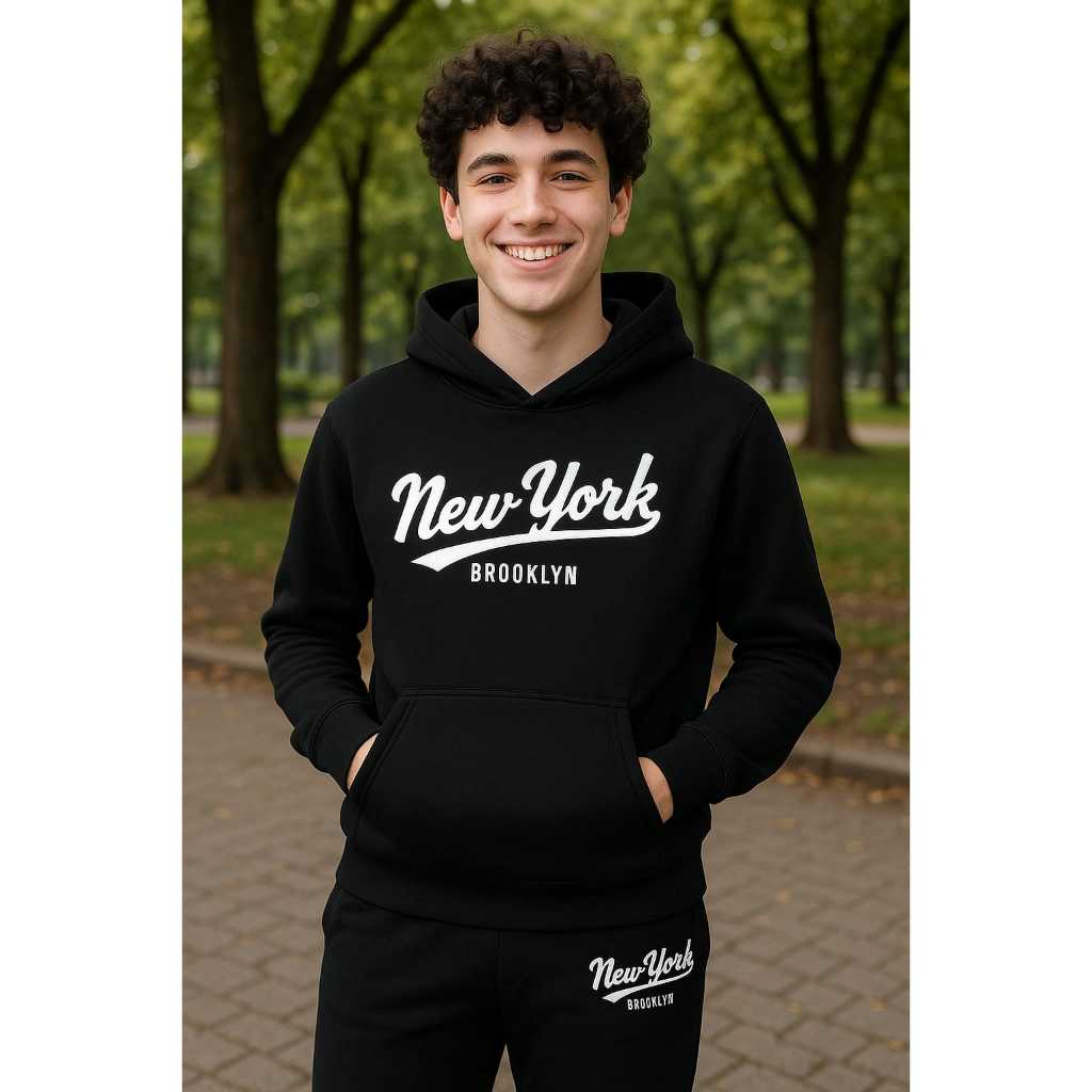 Conjunto Moletom Flanelado Masculino Juvenil Capuz Aveludado