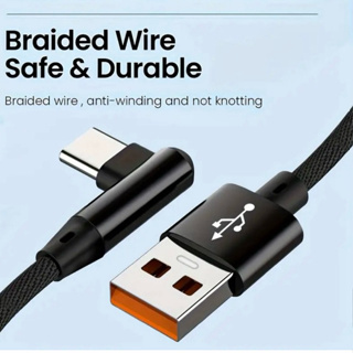 Cabo USB 90 Graus Reforçado | Tipo-C / iPhone / V8 | Carga Rápida em Oferta na Shopee