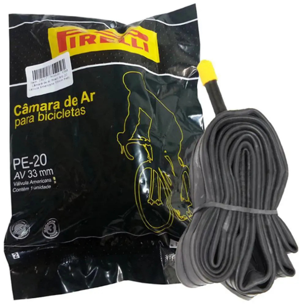 Câmara De Ar Bicicleta Aro Pneu 20 Pirelli Bico Grosso 33mm