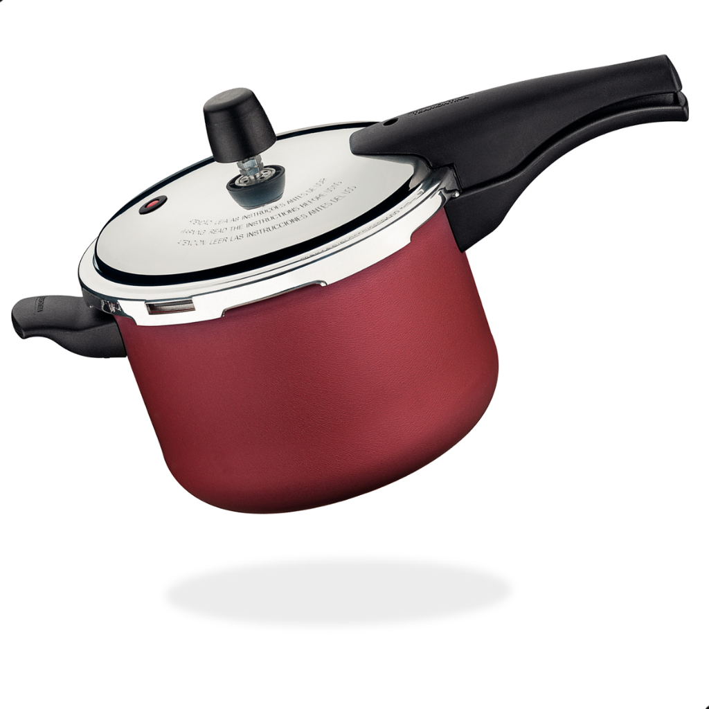 Panela de pressao tramontina antiaderente 4,5 litros preta vermelha fechamento externo em Oferta na Shopee