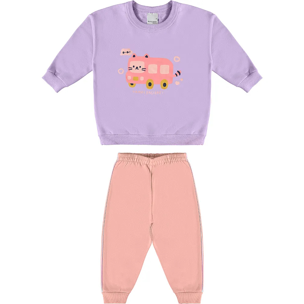 Conjunto Malwee Kids Infantil Unissex Moletom Flanelado com Estampa Fofa Sortida