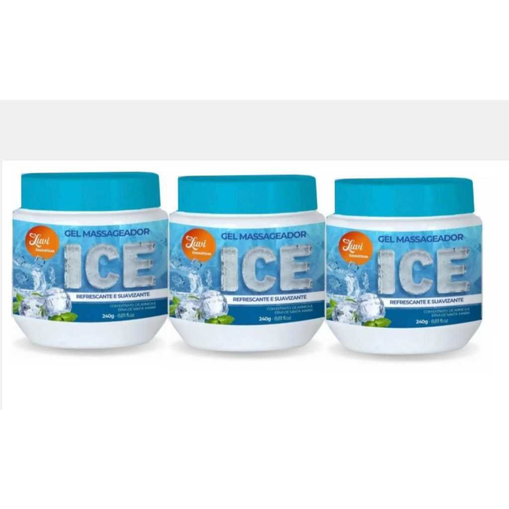 Kit 3 unidades de Gel Para Massagem Muscular Ice refrescante e suavizante.PRODUTO NOVO!! MAIS DE 21 MIL VENDAS N
