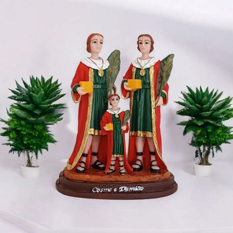 Imagem dos Santos São Cosme e Damião e Doum 14 cm de Resina