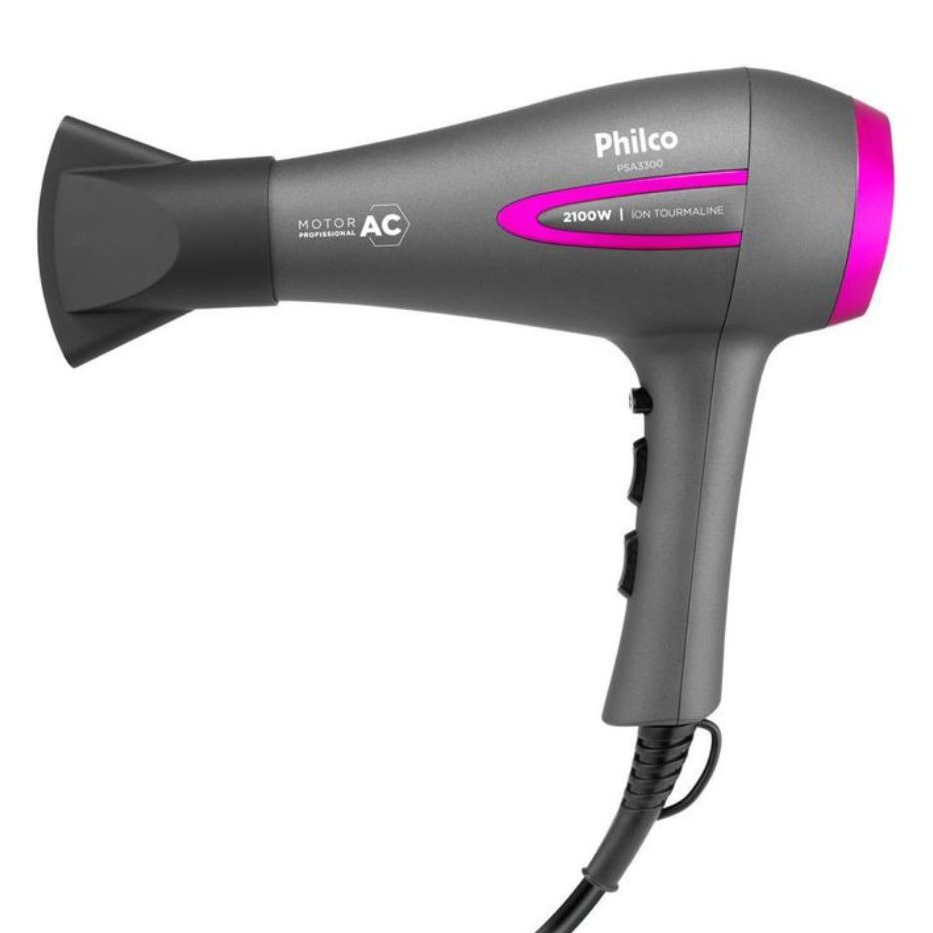 Secador de Cabelos Philco 2100W PSA3300 Íons Tourmaline em Oferta na Shopee