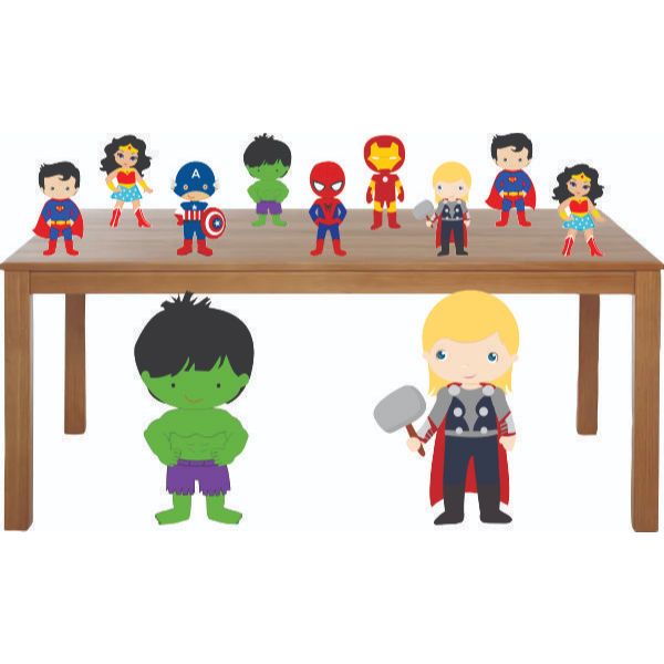 DISPLAY PRA FESTA INFANTIL HUK E TOR VINGADOR CUT 2 UNIDADES DE CHAO E 6 DE MESA COM 21 CM