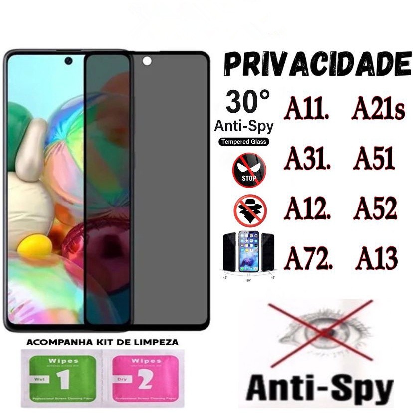 Película Privacidade 3D Anti Spy Samsung A11/A21S/A31/A51/A12/A52/A72/A13