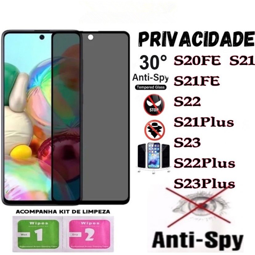 Película Privacidade 3D Anti Spy Samsung S20FE S21 S21PLUS S21FE S22 S22 PLUS S23 S23PLUS