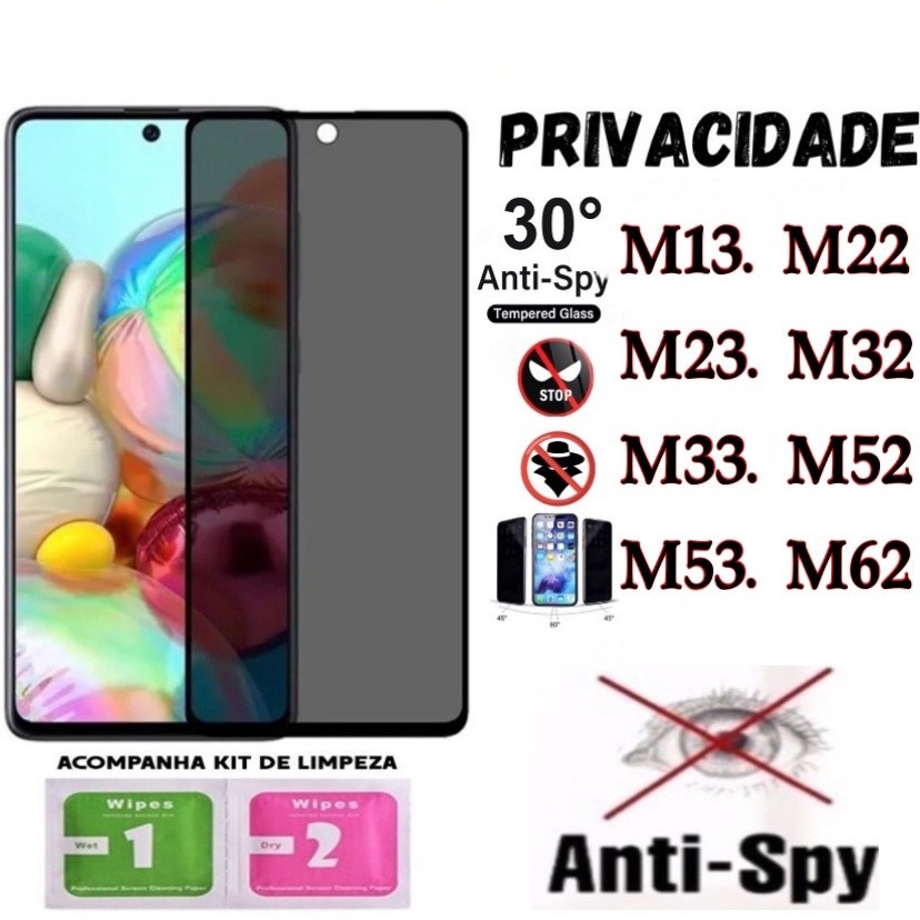 Película Privacidade 3D Anti Spy Samsung M13 M22 M23 M32 M33 M52 M53 M62