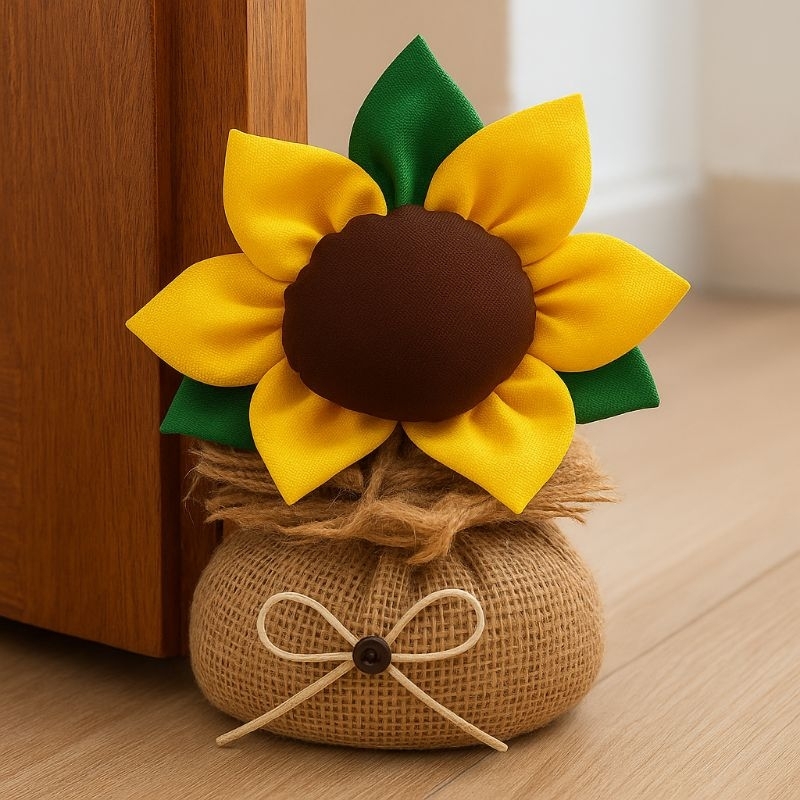 Peso de Porta Decorativo Artesanal – Girassol com Detalhe em Juta