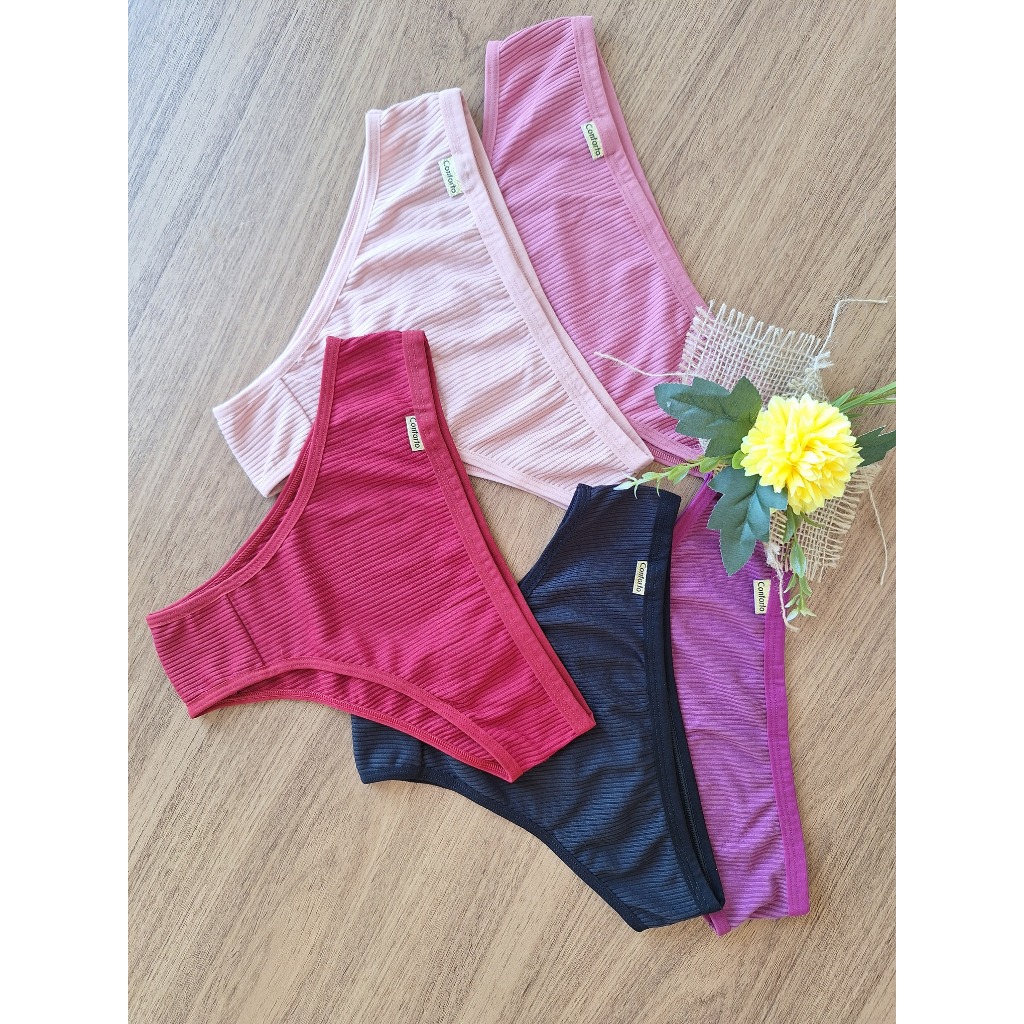 Kit Calcinha Básica Tanga Conforto Forro 100% algodão Dia a Dia Moda Feminina em Oferta na Shopee