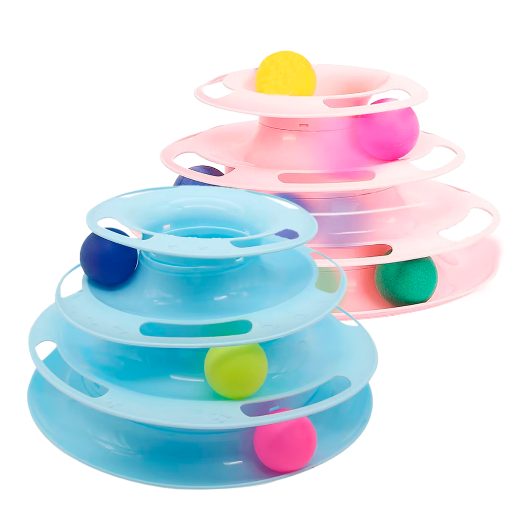 Kit 2x Torre de Bolinhas para Gato – Brinquedo Interativo Estimula Instinto Natural e Movimento Pet