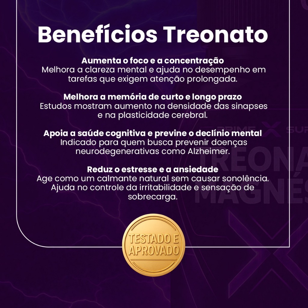 Suplemento Magnésio L - Treonato 1000mg Foco, Memória Aprendizagem 60 Comprimidos — imagem 2 de 2