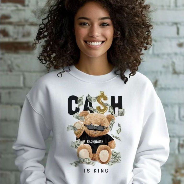 Moletom Careca Urso Cash Gola Redonda Feminino Masculino Flanelado Unissex Inverno Algodão Blusa em Oferta na Shopee