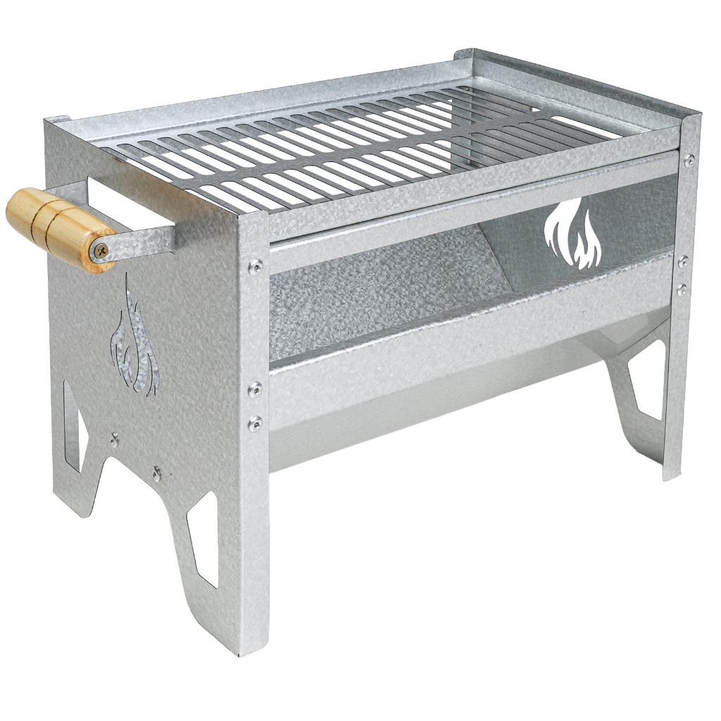 CHURRASQUEIRA GALVANIZADA PEQUENA COM GRELHA COMPACTA
