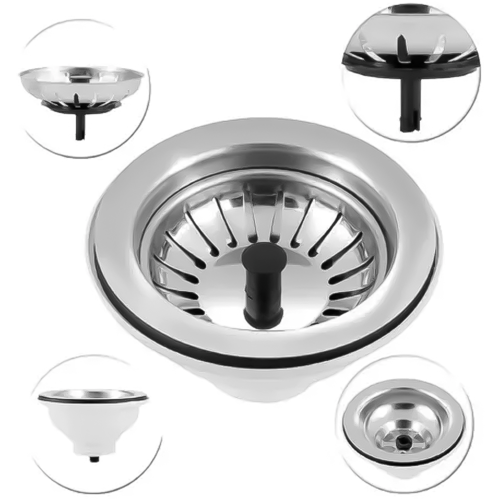 Válvula Americana Para Pia De Cozinha Inox 4.1/2 Com Puxador Cromado Ralinho De Pia Coletor Prático