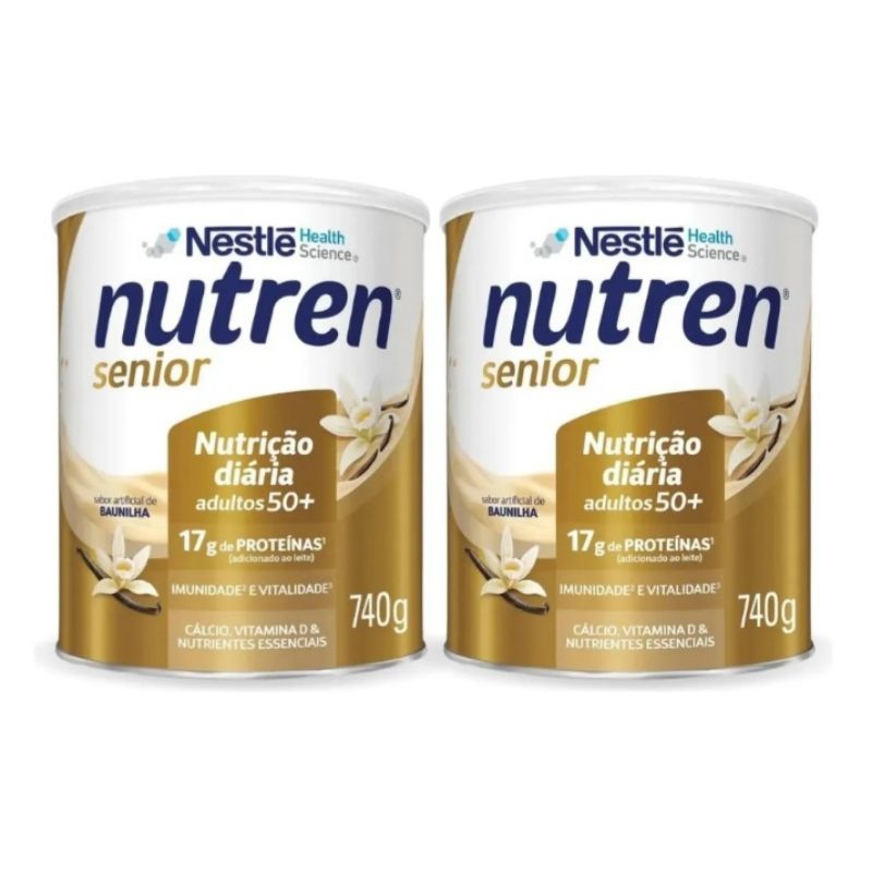 2x Lata Nutren Sênior Baunilha 740g cada - Nestlé Minerais Essenciais e Vitalidade 50+ 17 g Proteínas