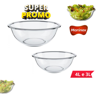 Tigela de Vidro Marinex Preparo Saladeira 4 Litros Bowl Grande em Oferta na Shopee