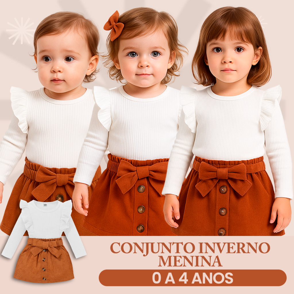 Roupa Infantil Menina - Roupas De Inverno - Roupa de bebê  - Conjunto Infantil Menina 1 a 4 ANOS