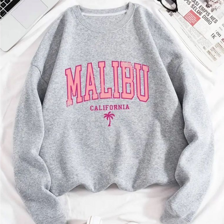Moletom Careca Malibu Palmeira Gola Redonda Casaco Feminino Masculino Flanelado Unissex em Oferta na Shopee