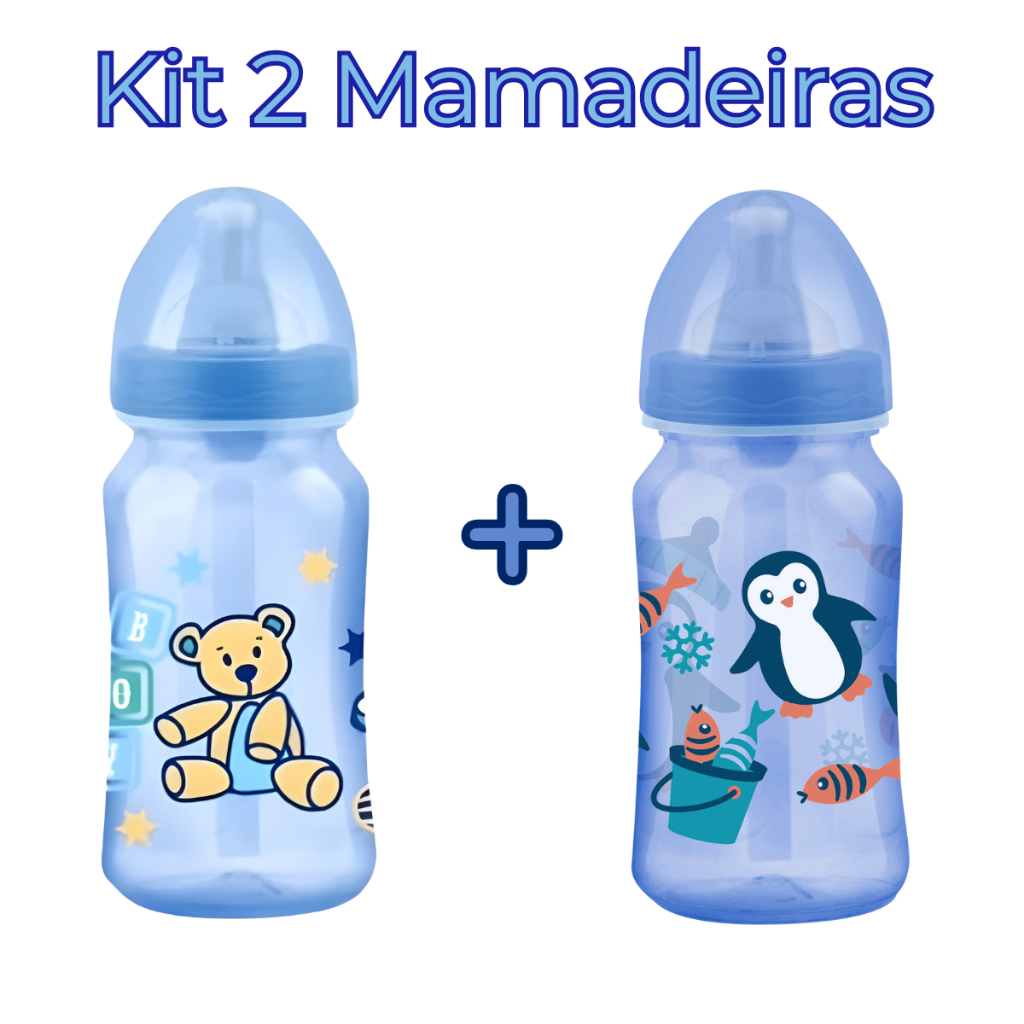 Kit 2 Mamadeiras Premium para Bebê Mamadeira Petita 270ml para Bebes Menino e Menina com Bico Macio em Oferta na Shopee