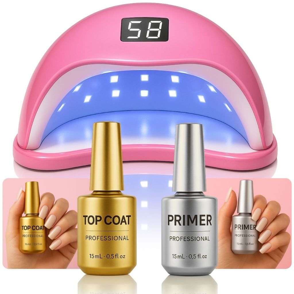 Cabine Led Secadora Uv 48w Bivolt Sun5 + Top Coat e Primer – Envio Imediato