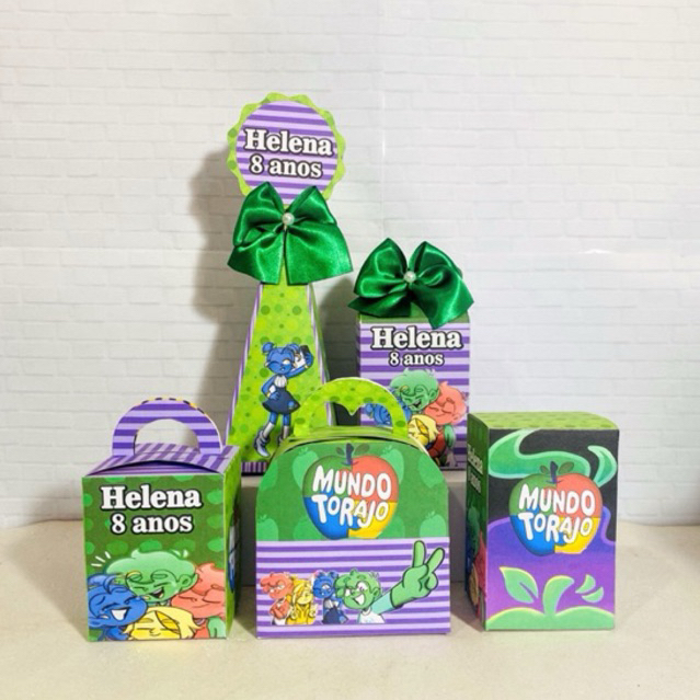 Kit de Caixinhas Personalizadas Mundo Torajo - lembrancinha de festa de aniversário infantil - caixinha surpresa