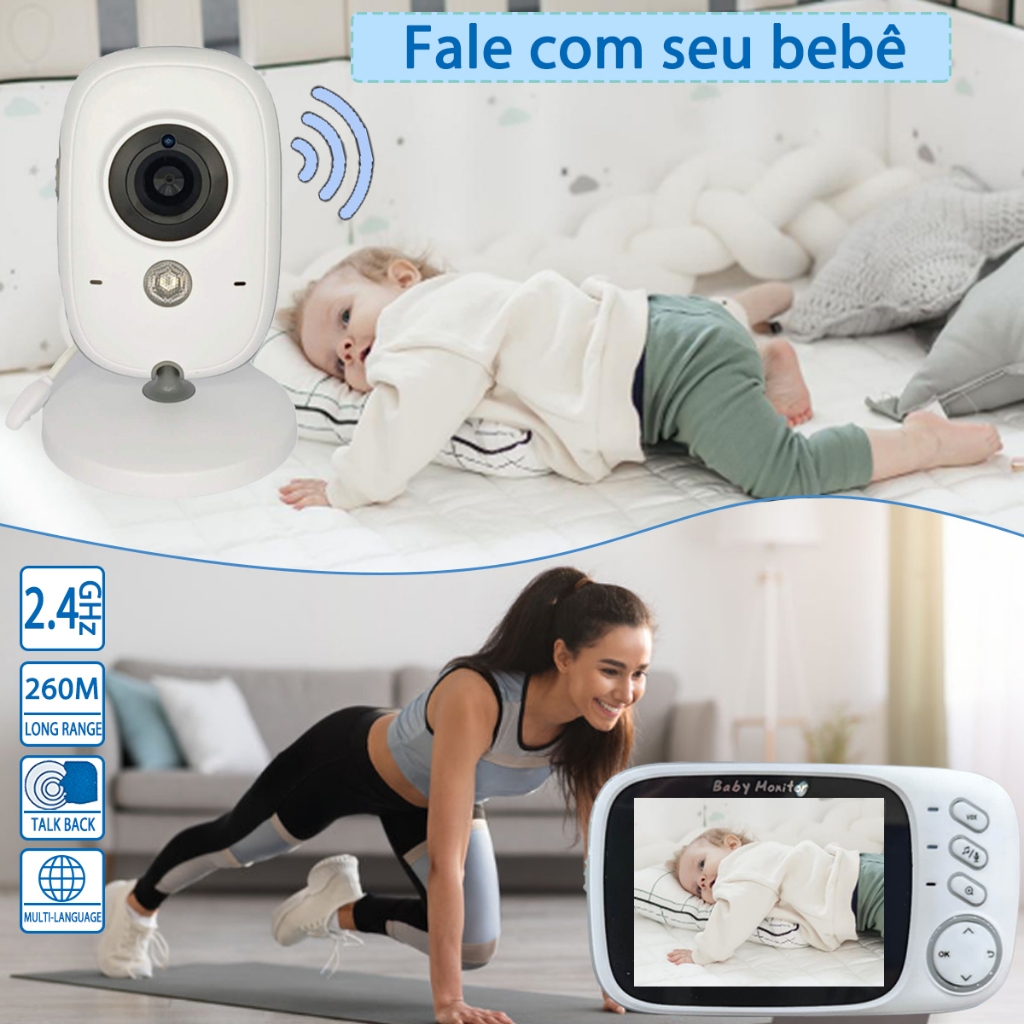 Baby Monitor Vb603 Baba Eletrônica Monitor 110/220v Branco — R$ 280,35 em Shopee, 11% OFF
