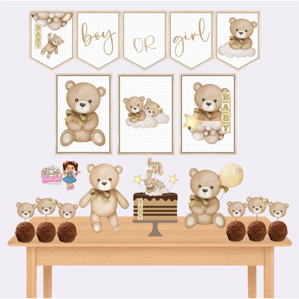 Kit festa só um bolinho Chá Revelação Personalizado - kit festa infantil - decoração aniversário -  Lembrancinhas
