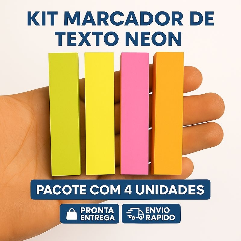 Kit 2 Marcadores Adesivos de Página Neon OffPaper - Organização Colorida - Estudo - Papelaria