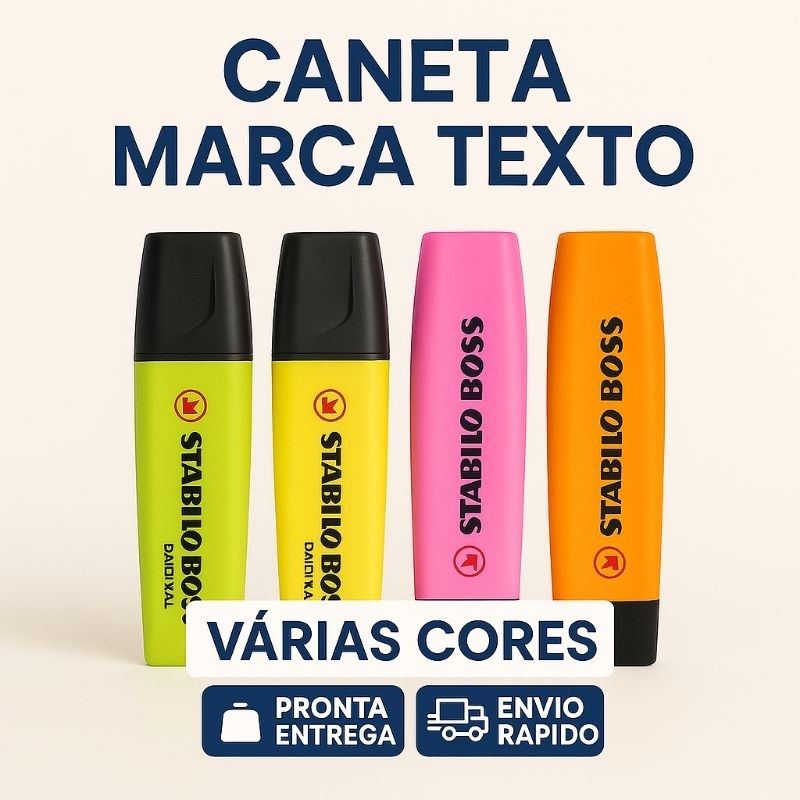 Marca Texto Stabilo Boss - Cores Vibrantes - Base D’Água - Escrita Suave - Escola - Estudo