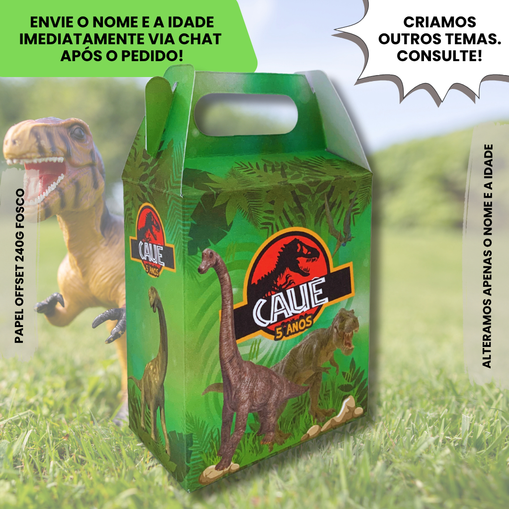 Kit Caixinha Surpresa Personalizada Dinossauro Aniversario Lembrancinha Infantil